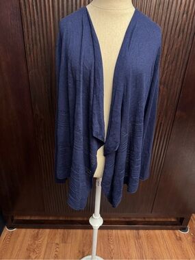 KIER + J Navy Draped Open-Front Cardigan